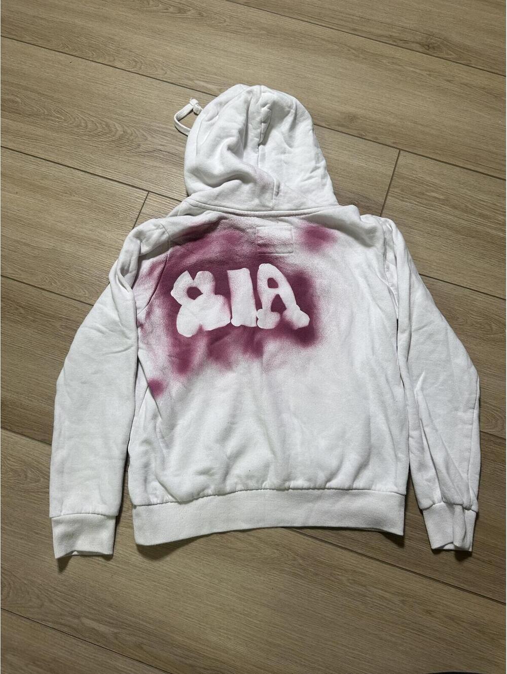 Rosio USA White Pullover Hoodie with Pink Graphic, Men's Size M